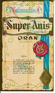 Etiquette Super Anis - Oran 1960